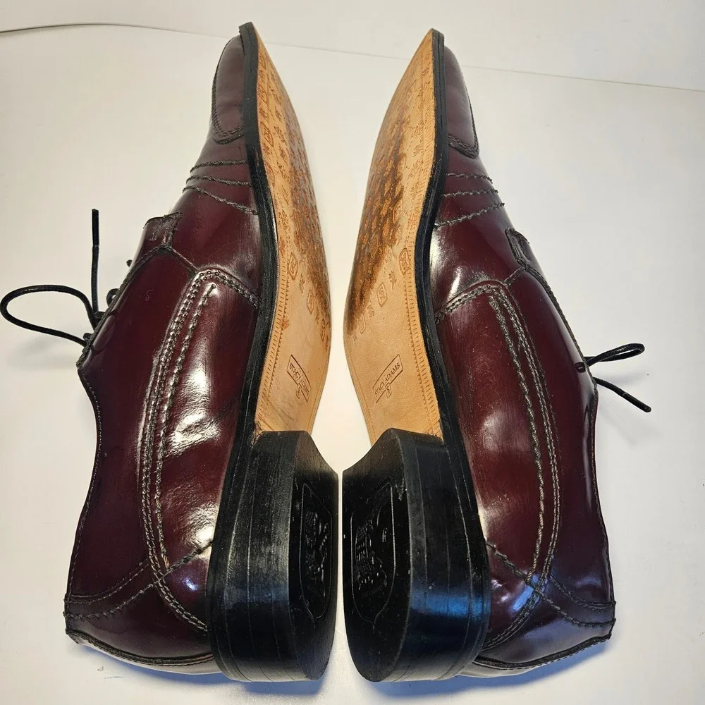 Stacy Adams Paramount Mens Burgundy Patent Leather Bicycle Toe Oxford Shoes 8M